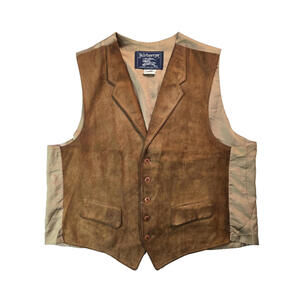 Burberrys Vintage Brown Leather Vest Mens Size Medium M